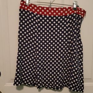 Boden blue and red skirt with white polka dots
